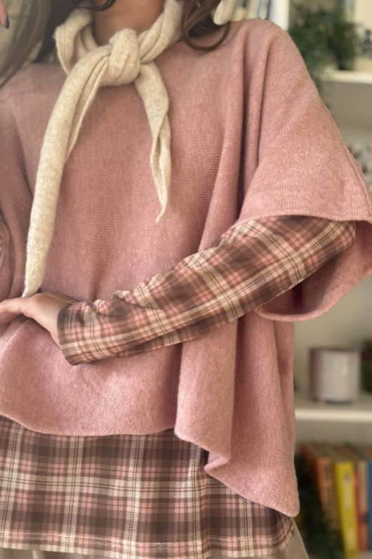 Bobby Mesh Layering Top Nevis Plaid Dusky Rose